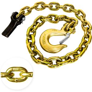 Grade 80 Trailer Safety Chain 36 Inch with 3/8'' Clevis Snap Hook and Chain Retainer | Transport Chain WLL 25,000 lbs for Towing (Yellow)