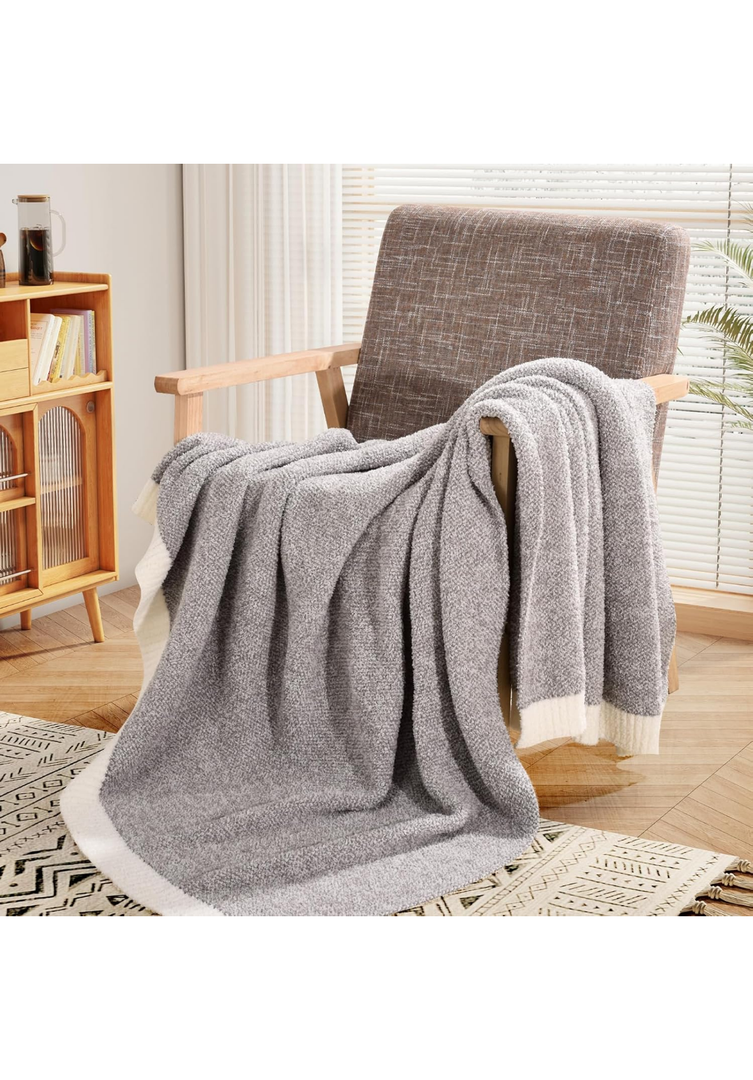 NEXHOME PRO Super Soft Throw Blankets for Couch, Reversible Warm Blankets Cozy Knit Blanket for Women, Fuzzy Plush Lightweight Throws for Sofa, Bed, Picnic, Taupe Grey, 50 x 60 inches