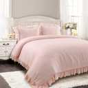 Lush Decor Reyna Ruffle Comforter Set - 3 Piece Cozy Ruffled Bedding Set - Timeless Elegance and Comfort for Bedroom - King, Blush