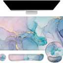LATEEFAH Mouse Pad with Wrist Rest, Large Mouse Pad, Ergonomic Gaming Desk Pad Keyboard Wrist Rest Set, 4-in-1 Desk Mat Keyboard Mat for Home, Office