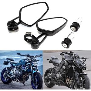 Rich Choices Universal Black Motorcycle 22mm 7/8'' Bar end Rear View Mirrors GROM MSX125 CB500F Z125 pro Z650 Z750 Z800 Z900 MT-03 MT-07 FZ-07 MT-09 FZ-09 MT-10 FZ-10 MT-25 FZ6 FZ8 FZ6R SV650 SV1000