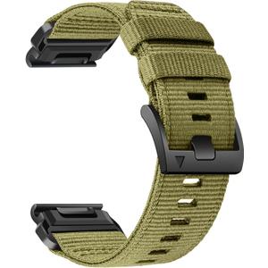 Abanen Rugged Nylon Watch Bands for Garmin Fenix 8 51mm / Enduro/Instinct 2X / epix Pro 51mm, Adjustable Sports Wrist Strap with Stainless Steel Clasp for Fenix 7X / 6X /5X, Instinct 3 50mm (Military Green)