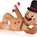 9.8 FT Lighted Christmas Inflatable Decoration, Large Lying Snowman, Funny Blow Up Yard Decorations for Party, Snow Man Outside Vacation Front Lawn Holiday Winter Big Decor (Brown, 9.8FT)