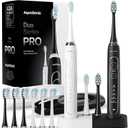 Aquasonic Duo Series PRO Ultra-Whitening Electric Toothbrush Set 5 Modes & Smart Timers Premium Travel Cases & 10 Proflex Brush Heads ADA Accepted Toothbrushes
