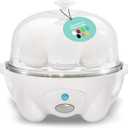 Elite Gourmet EGC-007## Rapid Egg Cooker, 7 Easy-To-Peel, Hard, Medium, Soft Boiled Eggs, Poacher, Omelet Maker, Auto Shut-Off, Alarm, 16-Recipe Booklet, White