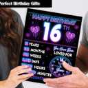 2 x Jumbo 16th Birthday Card for Boys Girls, Neon 16th Birthday Party Decorations for Him Her, Happy 16 Year Old Birthday Gifts for Son Daughter, Double-Sided with Two Stickers