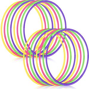 Sratte 12 Pcs Toy Hoop for Kid Detachable Adjustable Toy Hoop Colored Hoop Exercise Ring Plastic Circle for Kid Teen Gymnastics Dog Agility Equipment, Require Self Assembly(Simple Colors, 24 Inch)