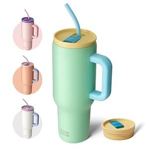 BOTTLE BOTTLE 40 oz Tumbler with Handle and Straw, Stainless Steel Vacuum Travel Mug, Car Cup with Straw, Stainless Steel Vacuum water bottle for Gifts Party Office Coffee (Mint/Green)