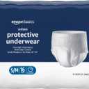 Amazon Basics Unisex Protective Underwear, Overnight Absorbency, Small/Medium, 16 Count, (1 Pack of 16)