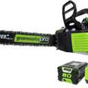 Greenworks 80V 18" Brushless Cordless Chainsaw (Great For Tree Felling, Limbing, Pruning, and Firewood) / 75+ Compatible Tools), 2.0Ah Battery and Rapid Charger Included