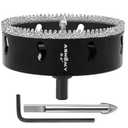 4 Inch Diamond Hole Saw with Pilot Drill Bit, 4" Serrated Brazing Tile Hole Saw Diamond Core Drill Bits with Guiding Bit for Ceramic Porcelain Tile Glass Stone Granite Marble