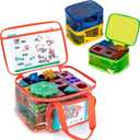 Rexmica 4PCS Magnetic Building Tiles Storage Bag, Clear PVC Toy Storage Organizer, Toys Travel Bag Case for Building Tiles, Board Game, Toy Carry Case for Magnetic Blocks