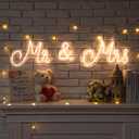 Mr and Mrs Neon Sign for Wedding Neon Light LED Backdrop Wall Decor USB Wedding Reception Decoration Gifts for Anniversary Engagement Banquet(36.81 x 10.24 Inch,Warm White)