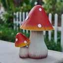 Mushroom Decor Fairy Garden Accessories - Outdoor Garden Decor Mushrooms Ornament for Garden Decoration Garden Gnome's Favorite Mushroom Statues (8" Red)