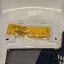 IRIS USA Cat Litter Box, Large Enclosure with Front Door Flap and Scoop, Covered Box with Handle and Buckles for Portability and Privacy, Navy/White