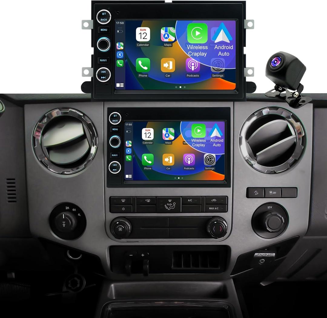 Radio Upgrade for Ford F150 2004-2008, F250 2006-2016, Ford E150/E250/E350 2009-2014, Expedition 2007-2014, Explorer Escape 7inch Touchscreen Car Stereo Carplay Andriod Auto Backup Camera GPS 5G WiFi
