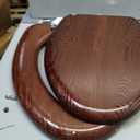 Elongated Wood Toilet Seat Support 400 lbs. Heavy Duty Toilet Seat with Natural Wood Veneer for Bathroom, Dark Walnut Toilet Lid with Chrome Hinges, Grip-Tight Bumpers, Easy Clean, Easy Install