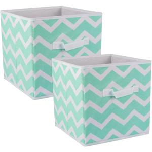 DII Non Woven Polyester Storage Bin, Chevron, Aqua, Small Set of 2
