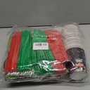 Christmas Novelty Party Tableware Set  Serves 25 Holiday Party Supplies, Disposable Plates, Tablecloth, Cups, Forks, Spoons, Knife, Napkins Dinnerware Utensils for Black Winter New Year Party