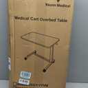 Vaunn Medical Pneumatic Adjustable Overbed Bedside Table with Wheels (Hospital and Home Use), 15"d X 30"w X 40.5"h