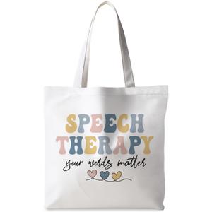 Motivational Canvas Tote Bag,Positive Affirmation Gifts for Women Men Reusable Grocery Shopping Tote Bag Purse (Speech Therapy)