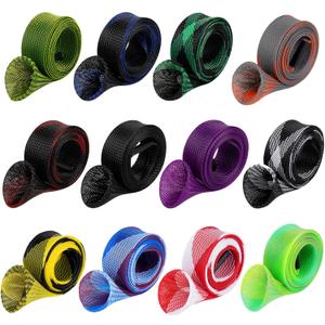 12Pcs Rod Sock Fishing Rod Sleeve, Cover Braided Mesh Rod Protector Pole Gloves Fishing Tools. Flat or Pointed End/Spinning or Casting. for Casting Sea Fishing Rod/Spinning
