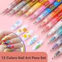 12 Colors Nail Art Pens Set, 3D Nail Polish Pens, Quick-Dry 0.5MM DIY Nail Art Markers Graffiti Dotting Pen for Nails Art Design Manicure Nail DIY Decoration (1 pack)