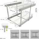EZKAZA Pull Out Cabinet Organizer 20.5" W x 21" D, 2-Tier Kitchen Cabinet Pullout Shelf and Drawer Organizer Slide Out Pantry Storage Basket, 19.2" W x 21" D x 2.4" H for Bottom Basket Size