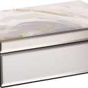 marble patterned glass jewelry box, 10.1x7.1x3.7 inch velvet lined jewelry storage box, handmade gold foil jewelry box, suitable for bridesmaids, Christmas teachers gifts (platinum gray)