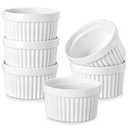 MALACASA Ramekins 12 oz Oven Safe, Porcelain Creme Brulee Ramekins Pudding Custard Cups Large Ceramic Souffle Dishes Ramakan Ramiken Ramicans Baking Bowls Set of 4, White, Series RAMEKIN-DISH
