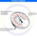 Water Temperature Gauge, 3" Dial Fully StainlessSteel Water Temp Gauge, Water Thermometer with 2-1/2" Stainless Steel Stem, -40 to 160F, 1/2" NPT Back Mount