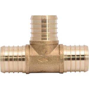 SharkBite 1-1/4 Inch Crimp Tee, Brass Plumbing Fitting, PEX Pipe, PE-RT, UC0835