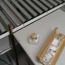 1-1/8 Inch Diameter Warm Gold Curtain Rods with Modern Geometric Finials, 36-72'' Telescoping Single Curtain Rods for window width 24-68 inch, 1 pack