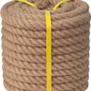 Twisted Manila Rope (2 Inch x 65 Feet) Natural Jute Rope Thick Hemp Rope for Docks, Nautical, Railings, Swing, Decorating