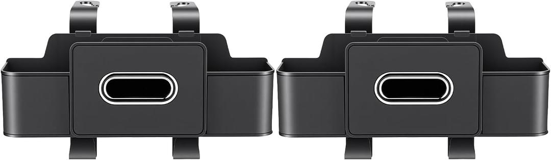 2 Pack Back Seat Car Organizer, Multifunctional Car Organizer Seat Back, with Tissue Box Holder, 2 Cup Holders & 2 Cup Hooks for Phone, Drinks, Toy, Snacks for Keeping Cars Tidy, Fits Most Vehicles