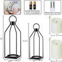 Homemory Modern Farmhouse Lantern Decor with Waterproof Flameless Candle & Remote Timer, 2PCS Black Metal Candle Lantern Decorative for Outdoor Indoor Home Living Room Patio Porch Table