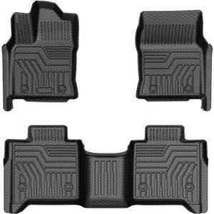 Mixsuper Floor Mats for Toyota Tundra CrewMax Cab 2022-2024, All Weather Floor Liners Durable 1st & 2nd Row Set Black