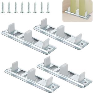 Enhon 4 Pack Sliding Closet Door Floor Guide Compatible with Prime-Line N 6560 Fits 3/4" to 1-3/8" Doors, Adjustable Bypass Track Floor Mount Guide, Stamped Steel Sliding Track for Closet