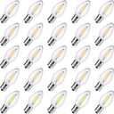 C7 LED Night Light Bulb, Clear Christmas Replacement Bulbs, C7 E12 Shatterpfoof Light Bulbs for Ourdoor Indoor String Lights, Christmas Tree Salt Lamps Window Candles Bulbs, Warm White, 25 Pack