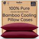 Bambaw 100% Viscose Derived from Bamboo Pillowcase King Size  Set of 2 Cooling Pillow Cases King with Envelope Closure, Anti Acne Pillow Case, Breathable & Super Soft Pillow Cases (Burgundy)