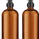 AmazerBath Amber Glass Soap Dispenser, 2 Pack Soap Dispenser Set with Stainless Steel Pump, Vintage Liquid Brown Soap Dispensers Bottle, 17 Oz Dish Soap and Hand Soap Dispensers for Bathroom Kitchen