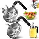 Palksky Wide Mouth Mason Jar Pour Spout Lids with Handle Stainless Steel, 2 Pack Oil Dispenser Mason Jar Lids with Auto-Flip Spout & Vent Tube for Honey, Syrup, Vinegar, Sauce