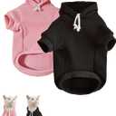 QWINEE Basic Dog Hoodie Sweatshirt Puppy Sweater Warm Cat Costumes Pet Clothes for Chihuahua Puppy Kitten Small Medium Dogs Black and Pink Small