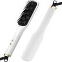SXAI Hair Straightener Brush for Women, SXAI Straightening Comb for Ceramic Heating, Negative Ion, Dual Voltage, 2 in 1 Straight Comb and Flat Iron White