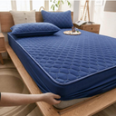Twin Bed Sheets Set Kids Waterproof Urinary Quilted Mattress Protector, Single Double King Size Mattress Topper in The Elderly Bedroom Navy Blue 90200cm