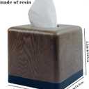 Hymmah Wooden Texture Square Tissue Box Cover Cube Tissue Holder Unique Design Klenex Box Dispenser for Bathroom Vanity Counter Tops Also Great for Bedrooms and Living Rooms