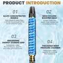 2026 Upgraded High Pressure Garden Hose Nozzle, Heavy Duty Aluminum Alloy Power Washer Jet with 4 Adjustable Spray Modes (Mist/Shower/Medium/Jet), Car Wash & Cleaning Tool for Patio, Driveway, Garden