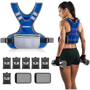 PACEARTH Adjustable Weight Vest 4-10lb X-Shape Weighted Vest for Women and Men, Home Workout Ironsand Vest with Zipper Pouch and 6 Weight Packs, Gray, Black