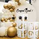 Graduation Decorations 2026, 5pcs Graduation Party White Balloon Boxes with Letters GRAD&Numbers for Class of 2026 Preschool Kindergarten High School College Grad Party Celebration Supplies