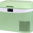 Megiu 12 Volt Refrigerator Portable Car Freezer 13.5 Quart (12.8 Liter) Compressor Cooler 12V/24V DC 110240 Volt AC for Truck Van RV Camper SUV Boat Travel Camping Road Trips Tailgating -18~+15 (Green)